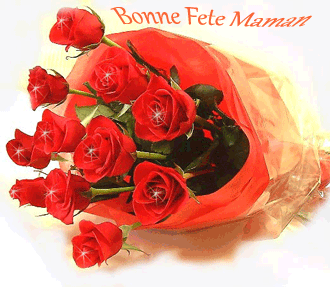 Gif animé bonne fête maman bouquet de roses rouges